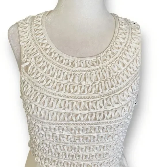 3.1 Phillip Lim Cream Linen Silk Ribbon Detail Dress Size 0 Boho Wedding - Picture 3 of 12